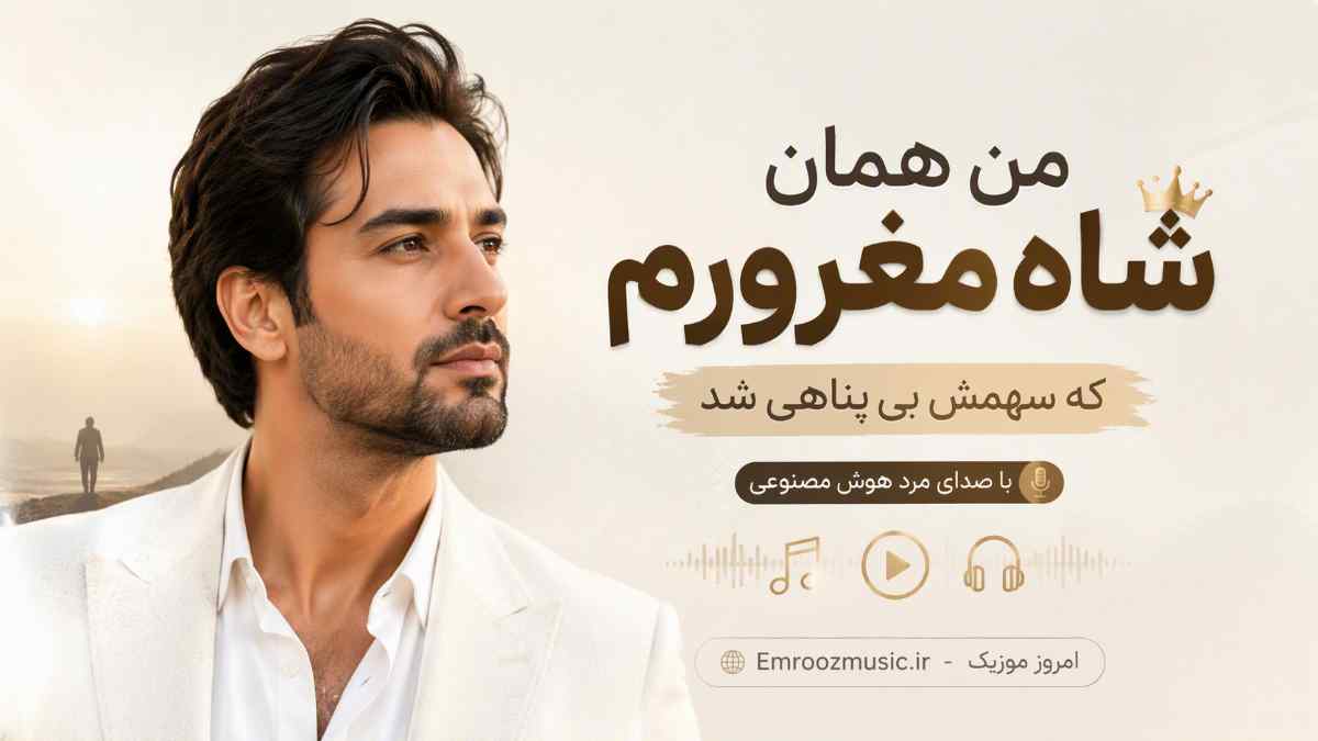 آهنگ من همان شاه مغرورم که سهمش بی پناهی شد با صدای مرد هوش مصنوعی